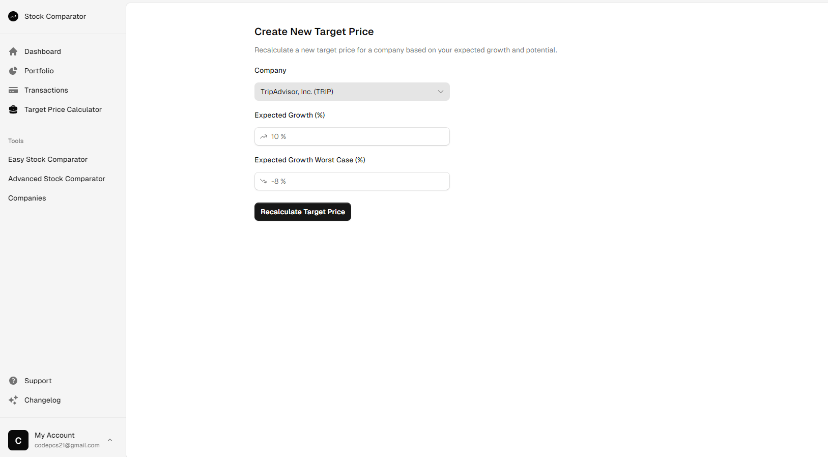 Target price calculation